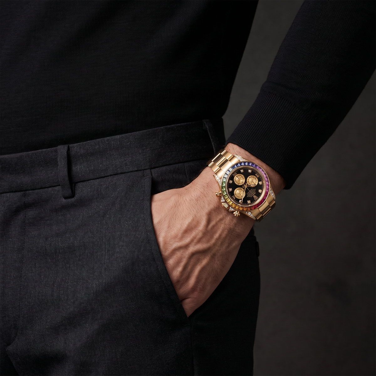 Chronograph Daytona 116598 Black Dial Yellow Gold Automatic Chronometer Watch