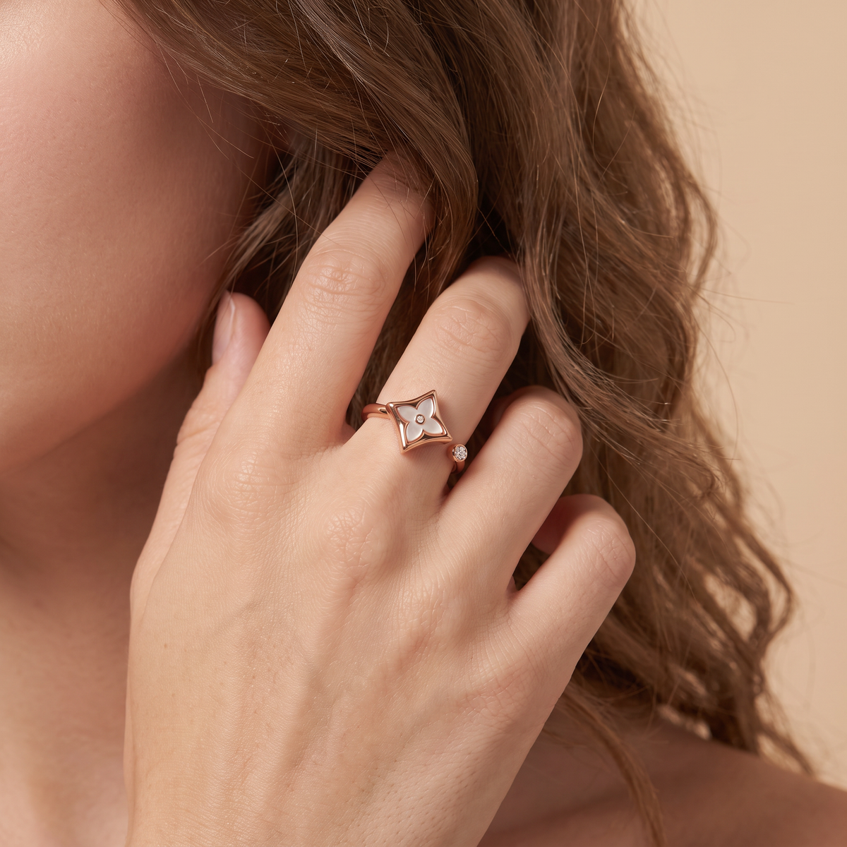 Color Blossom Star Diamond Cuff Ring