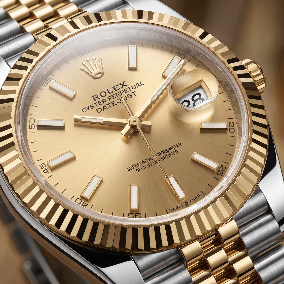 Datejust Champagne Dial Stainless Steel Yellow Gold Automatic Men's Watch