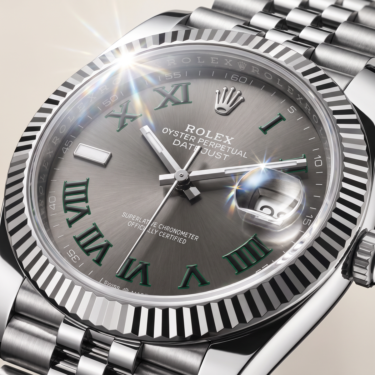 Datejust Stainless Steel Slate Dial Oyster Men's Watch