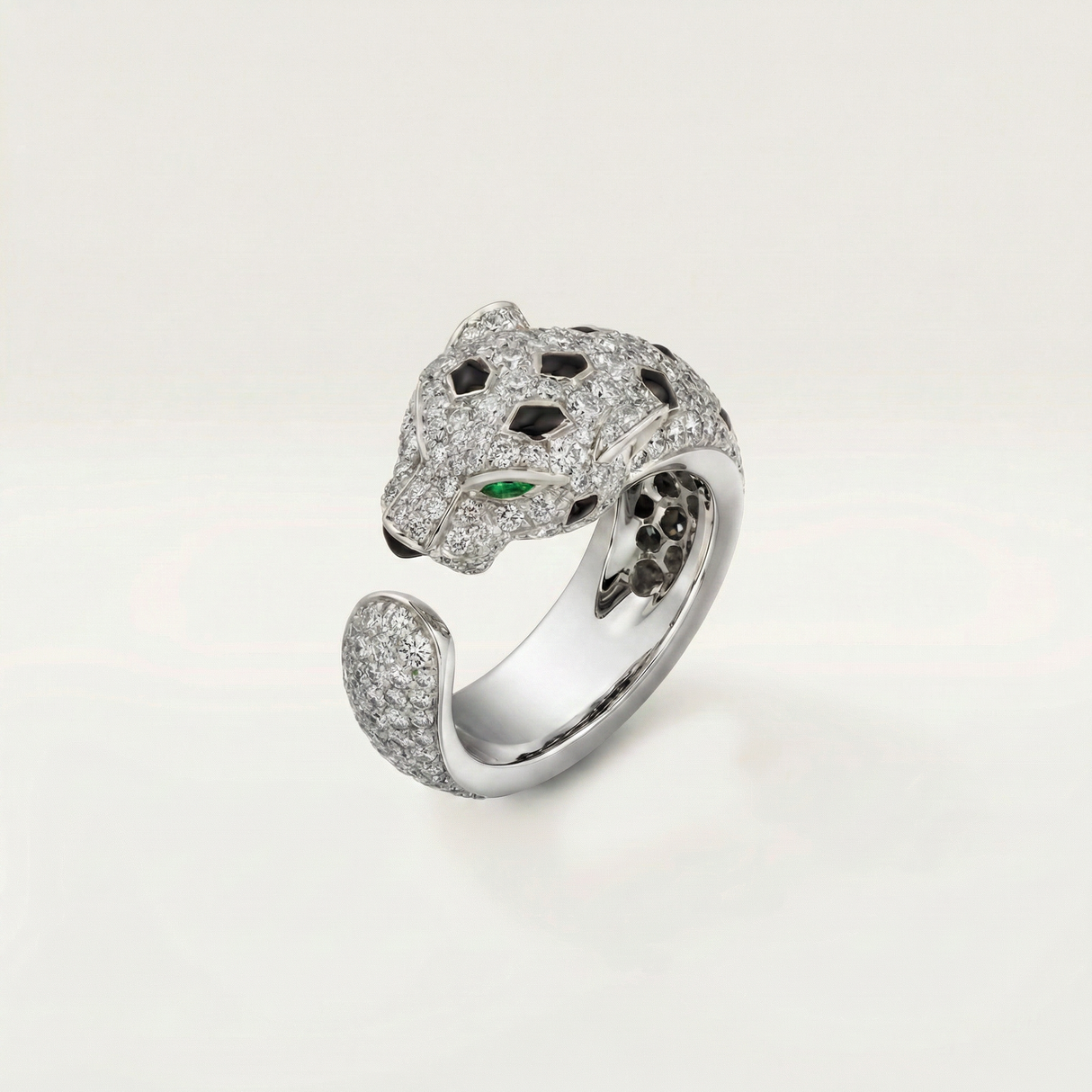 Panther Head Open Pavé Ring