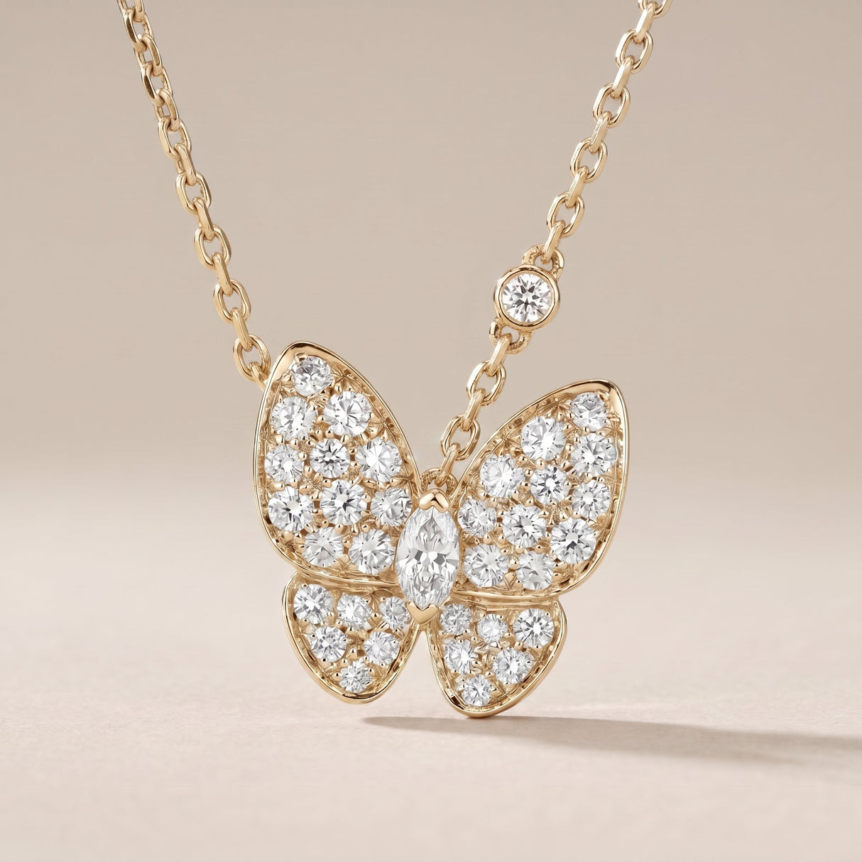 Two Butterfly Diamond Necklace