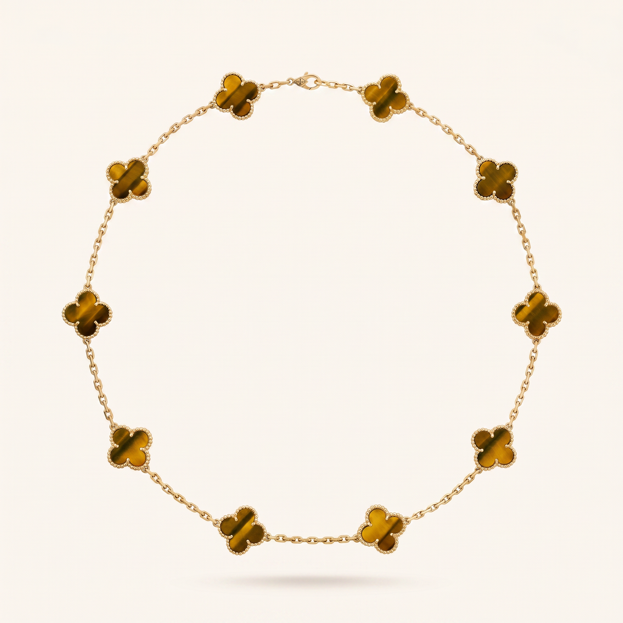 Vintage Alhambra Tiger’s Eye 10 Motifs Necklace