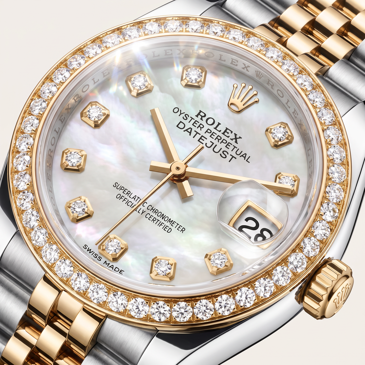 Lady-Datejust Mother Of Pearl Dial Bezel Women's Watch