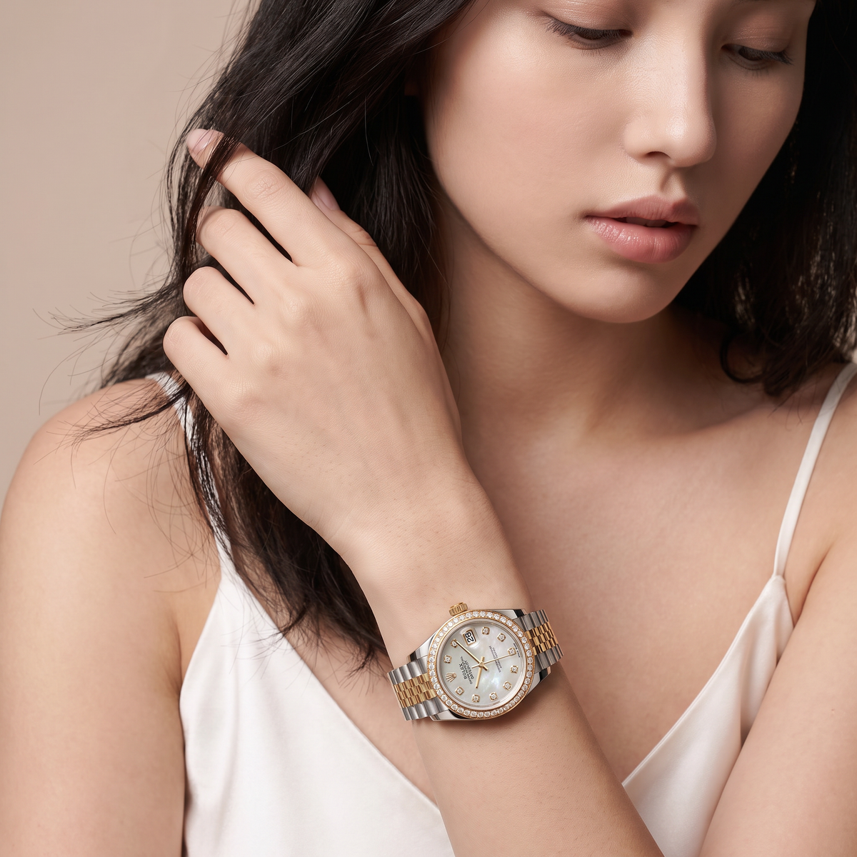 Lady-Datejust Mother Of Pearl Dial Bezel Women's Watch