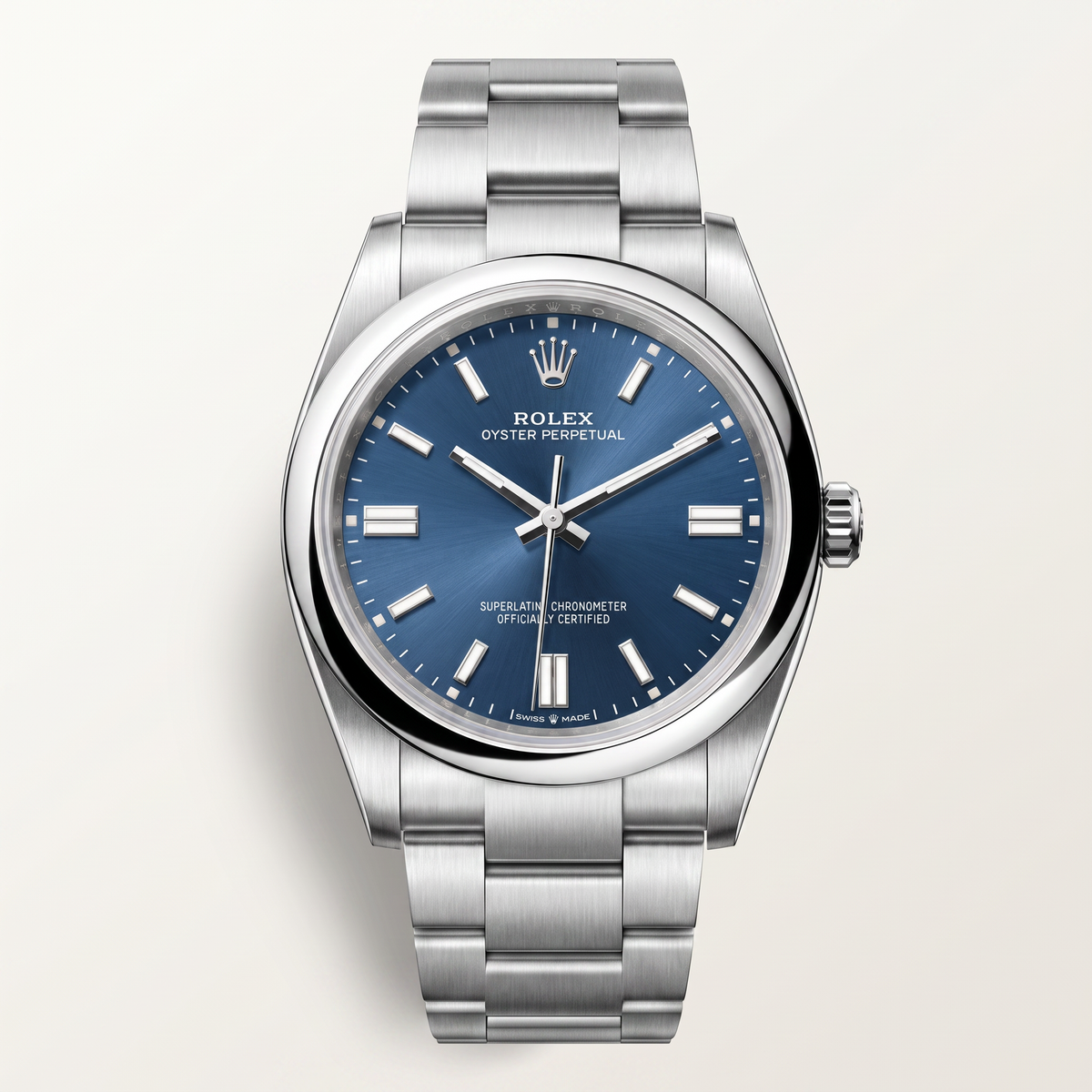 Oyster Perpetual Bright Blue Dial And Smooth Bezel Automatic Watch