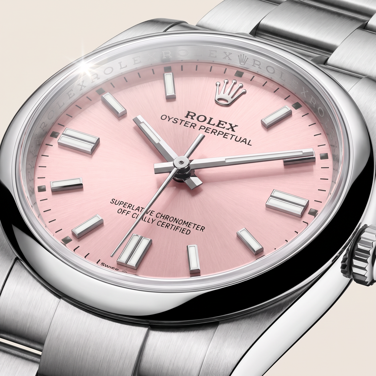Oyster Perpetual Pink Dial And Smooth Bezel Women’s Watch