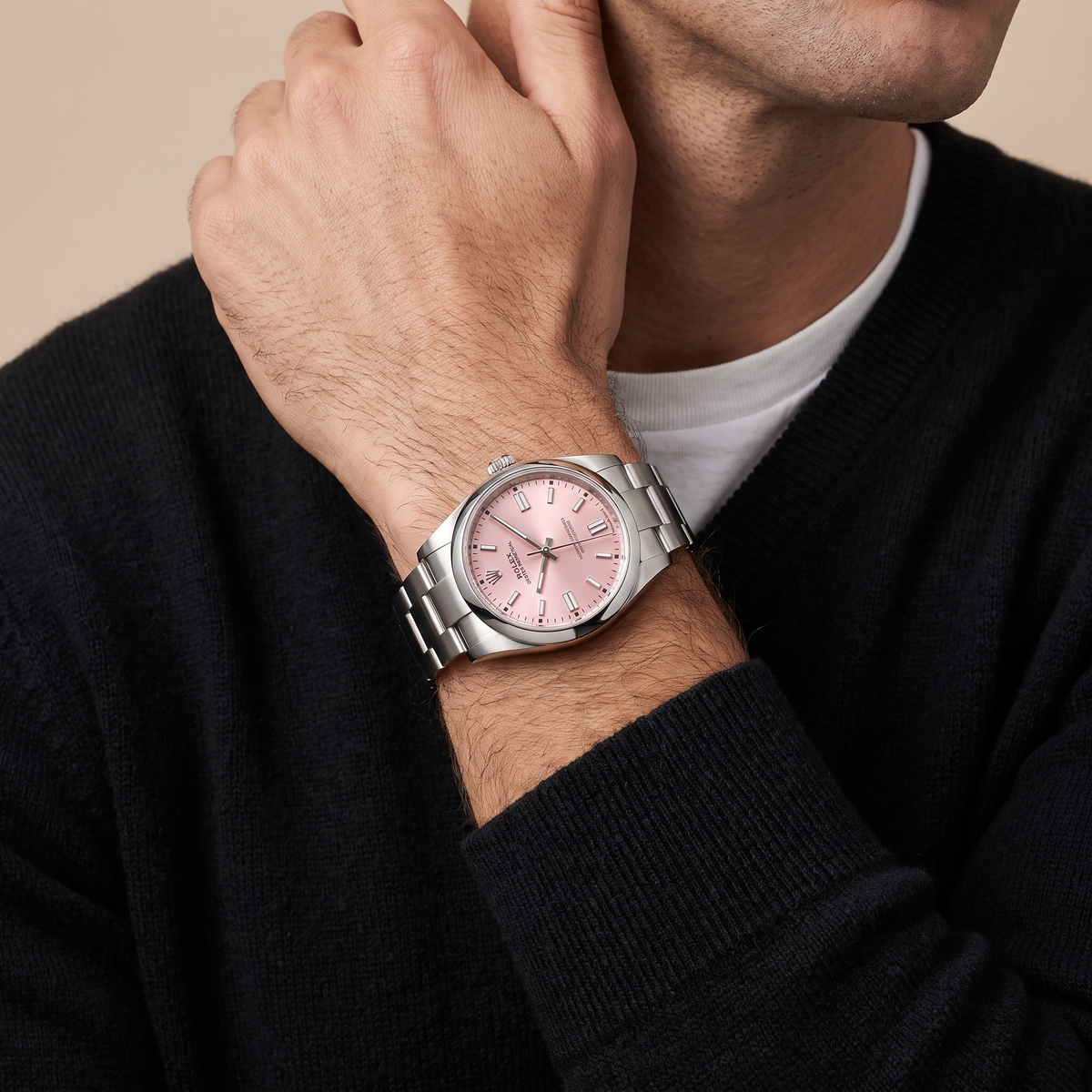 Oyster Perpetual Pink Dial And Smooth Bezel Women’s Watch