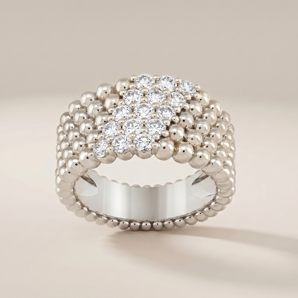 Perlée Five Row Pavé Ring