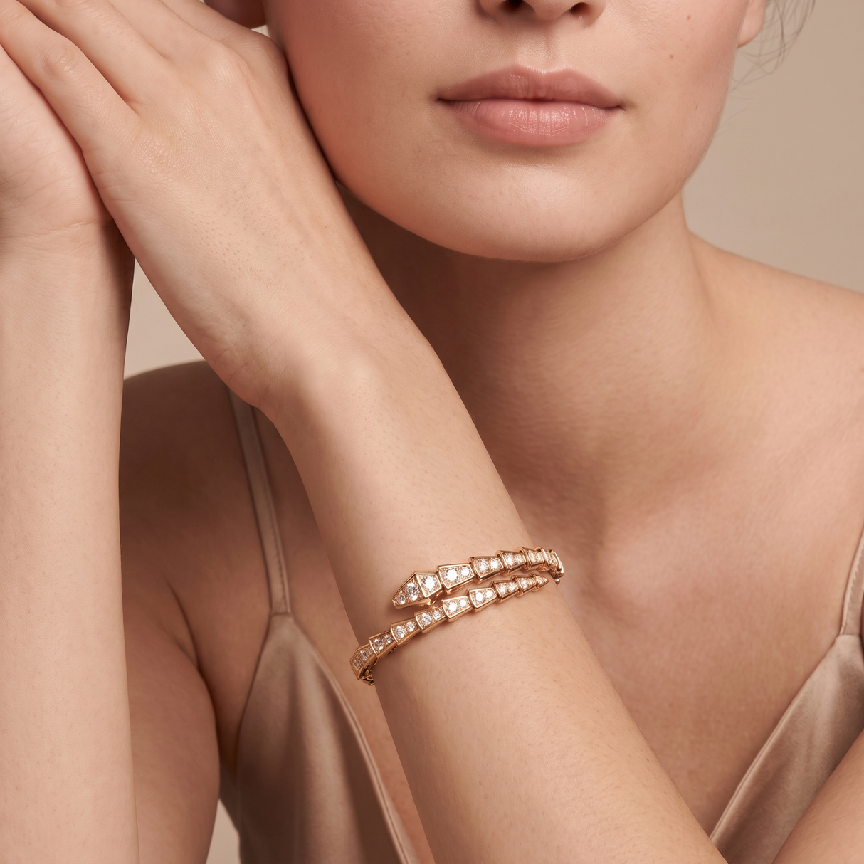 Serpenti Pavé Diamonds Double Wrap Bracelet