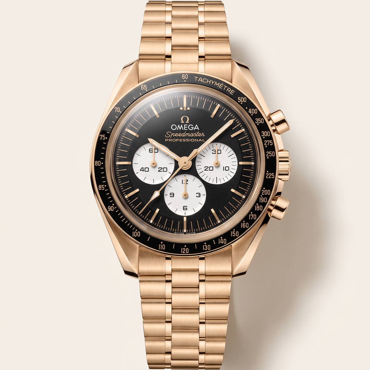 Speedmaster Full Black Dial Gold Tone Automatic Watch