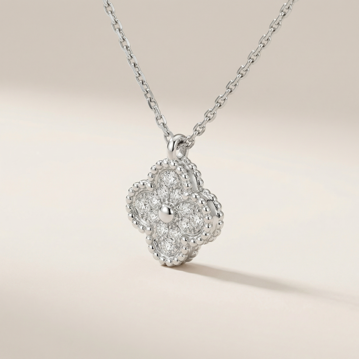 Sweet Alhambra Pavé Clover Pendant Necklace