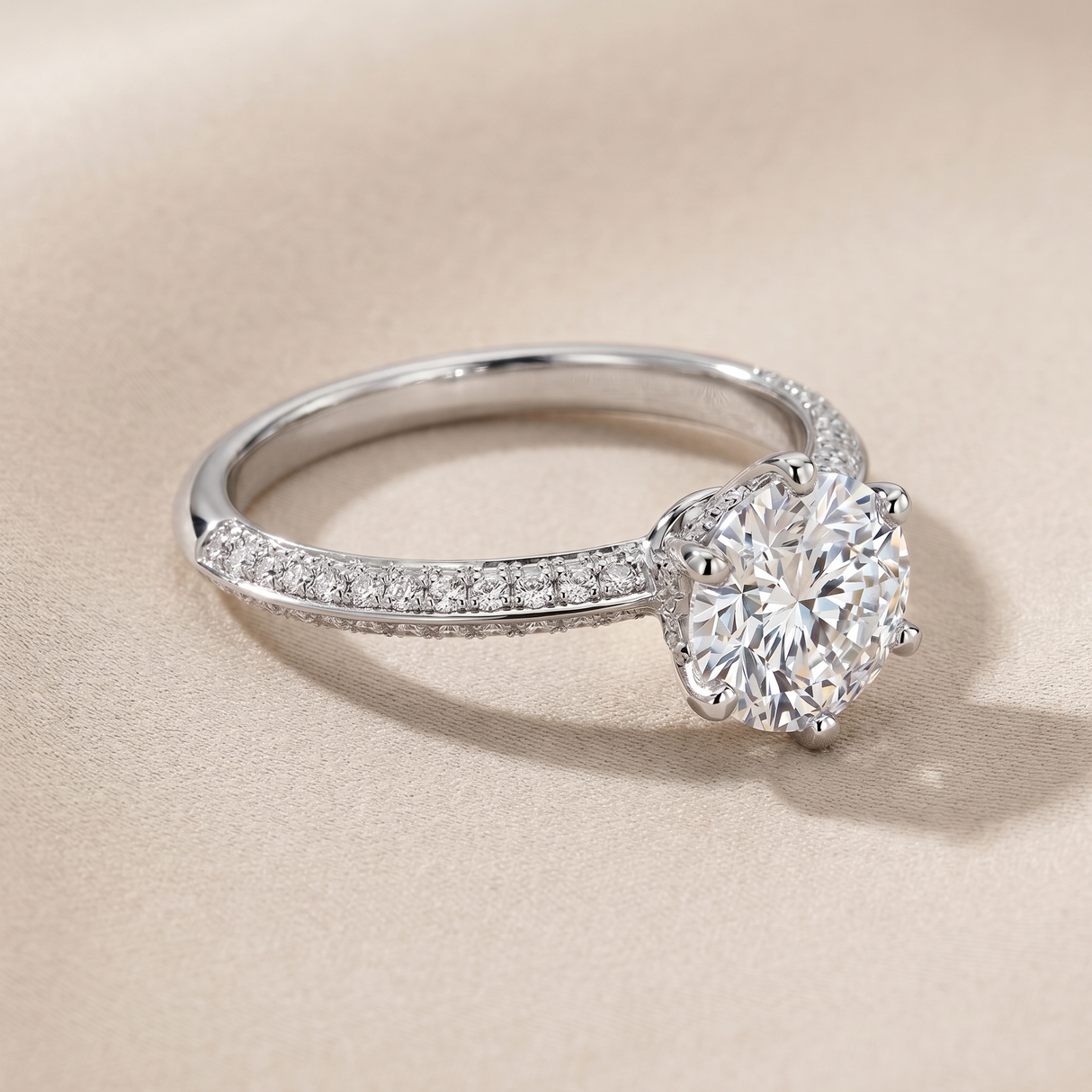T Pavé Setting Engagement Ring