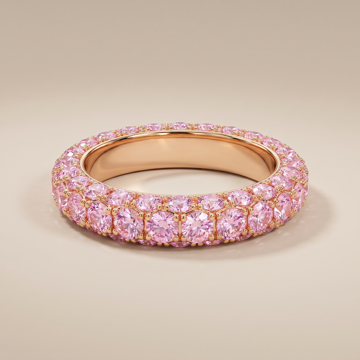 T Pink Crystal Eternity Pavé Band Ring