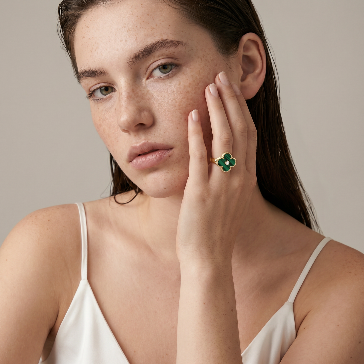 Vintage Alhambra Malachite Ring