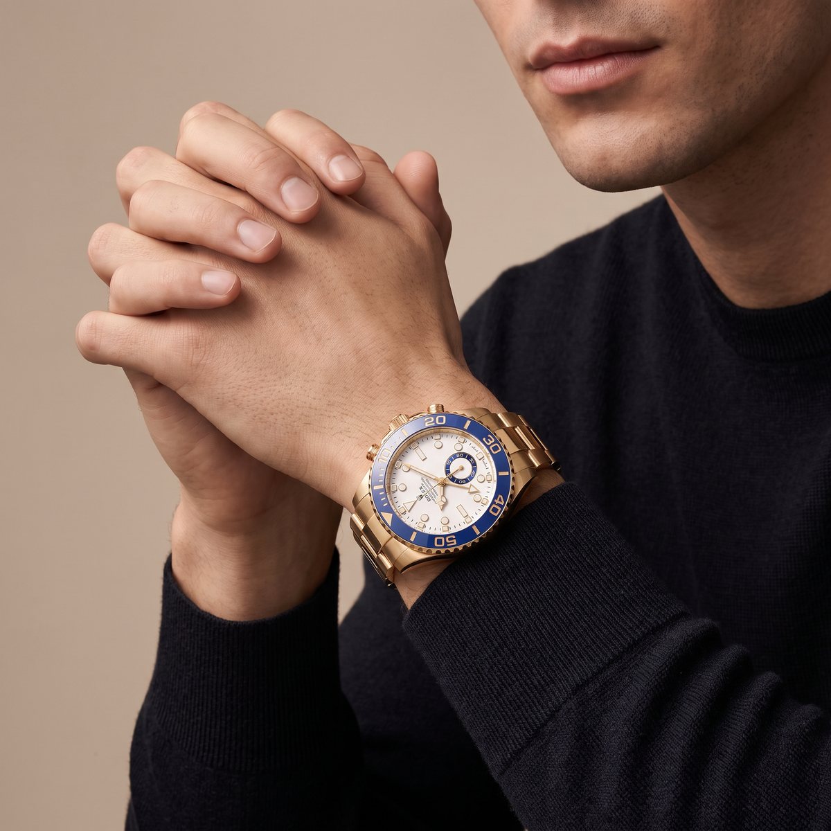 Yacht Master Ii 126688 White Dial Blue Bezel Gold Tone Automatic Watch
