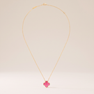 Alhambra Lucky Pink Enamel Clover 1 Motifs necklace