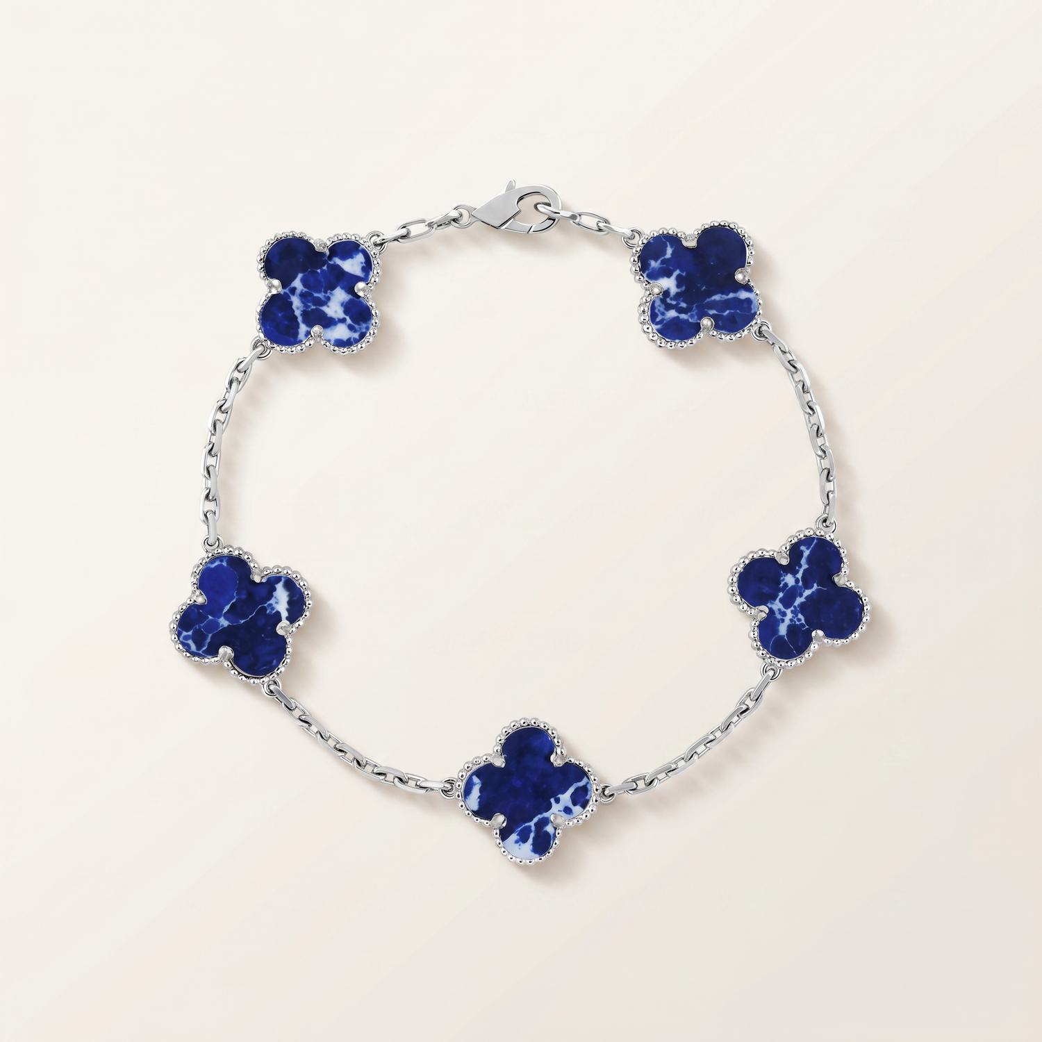 Vintage Alhambra Crystal Blue Clover Bracelet