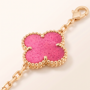 Alhambra Lucky Pink Enamel Clover 5 Motifs Bracelet