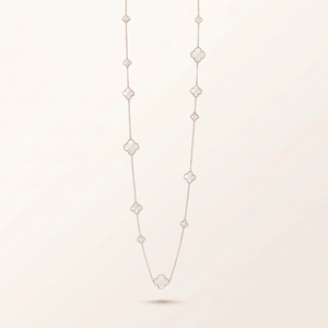 Alhambra White Inlay Long Clover Necklace