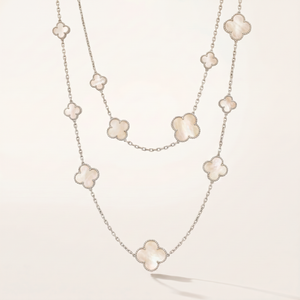 Alhambra White Inlay Long Clover Necklace