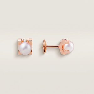 C Shaped Pearl Stud Earrings