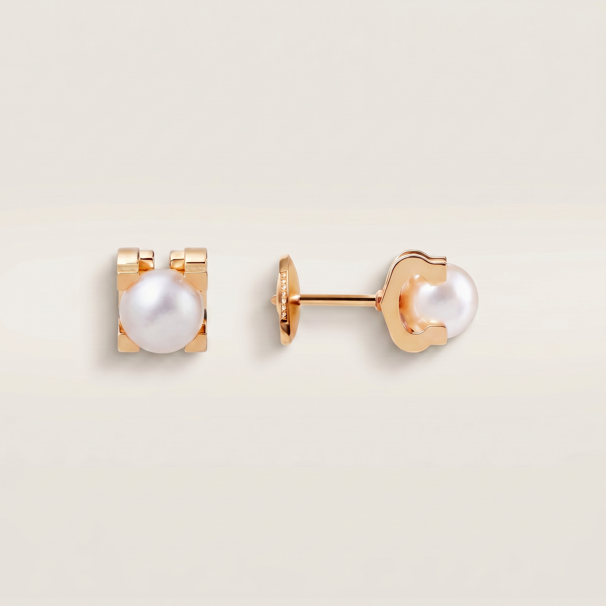 C Shaped Pearl Stud Earrings