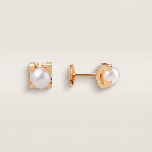 C Shaped Pearl Stud Earrings