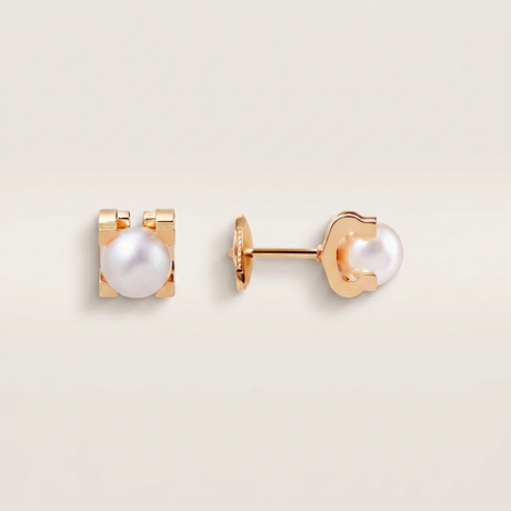 C Shaped Pearl Stud Earrings