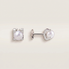 C Shaped Pearl Stud Earrings