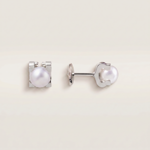 C Shaped Pearl Stud Earrings