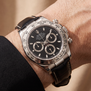 Chronograph Daytona Black Dial Black Leather Strap Automatic Watch