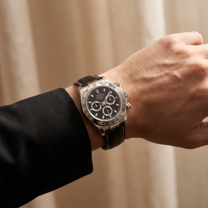Chronograph Daytona Black Dial Black Leather Strap Automatic Watch