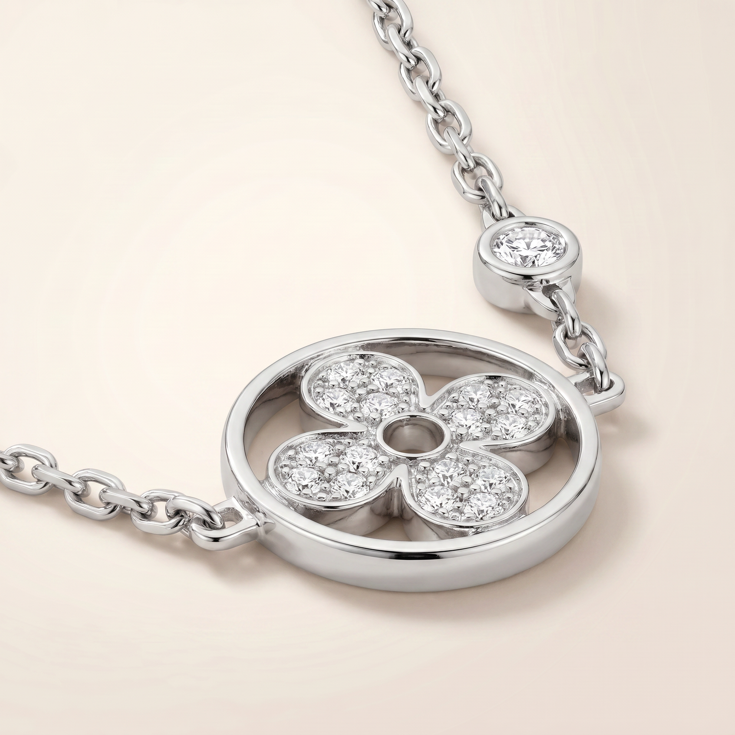 Color Blossom Pavé Diamonds Flower Pendant Necklace