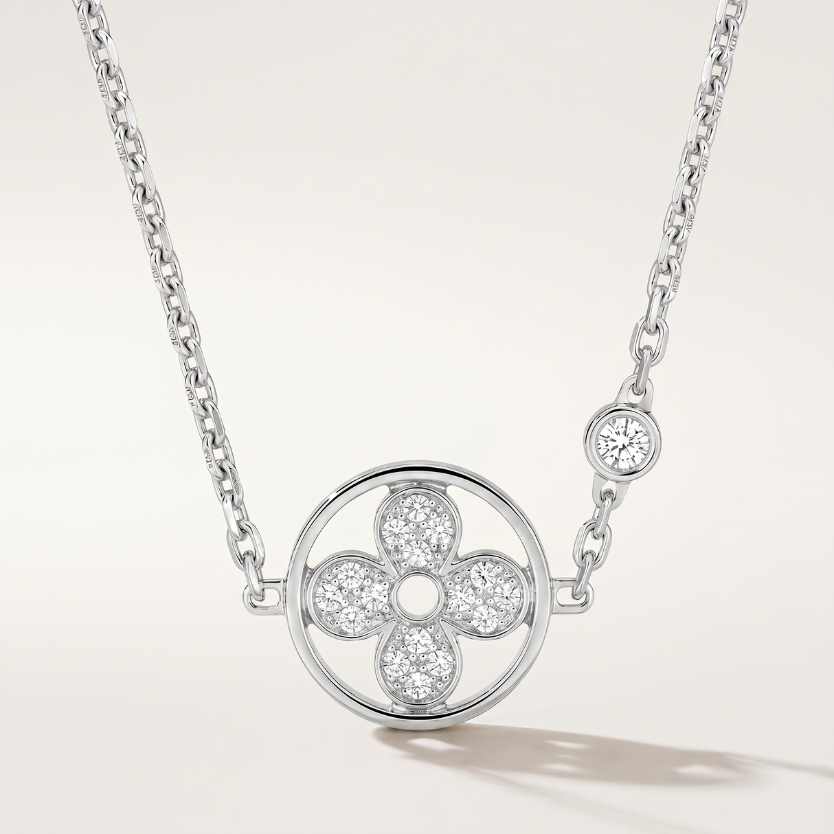 Color Blossom Pavé Diamonds Flower Pendant Necklace