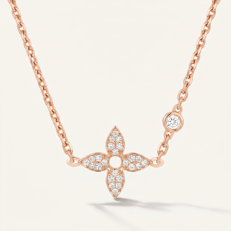 Color Blossom Pavé Diamonds Petal Necklace