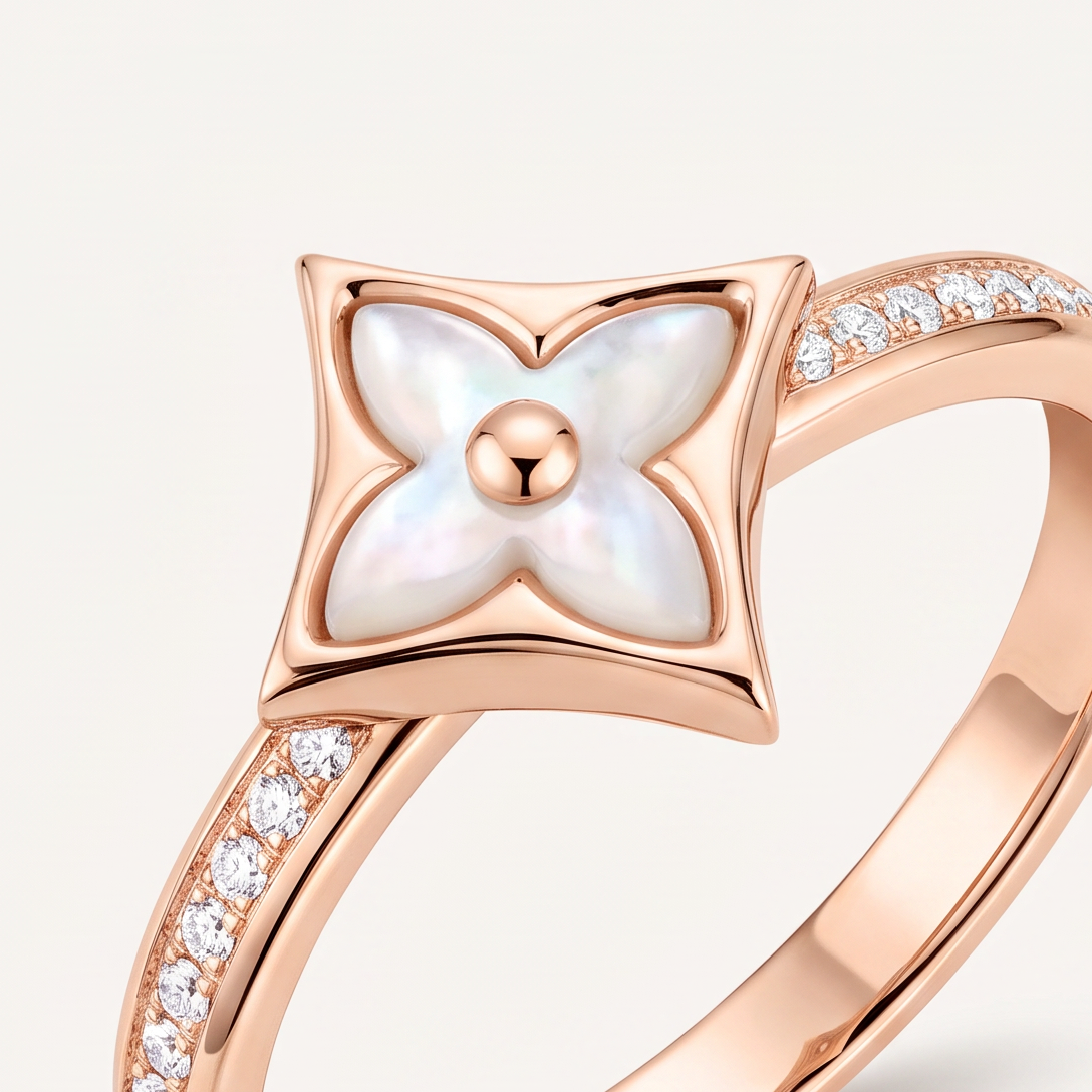 Color Blossom Pave Star ring