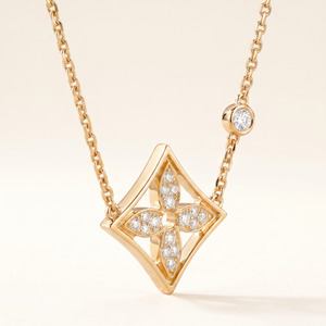 Color Blossom Yellow Pavé Diamonds Star Necklace