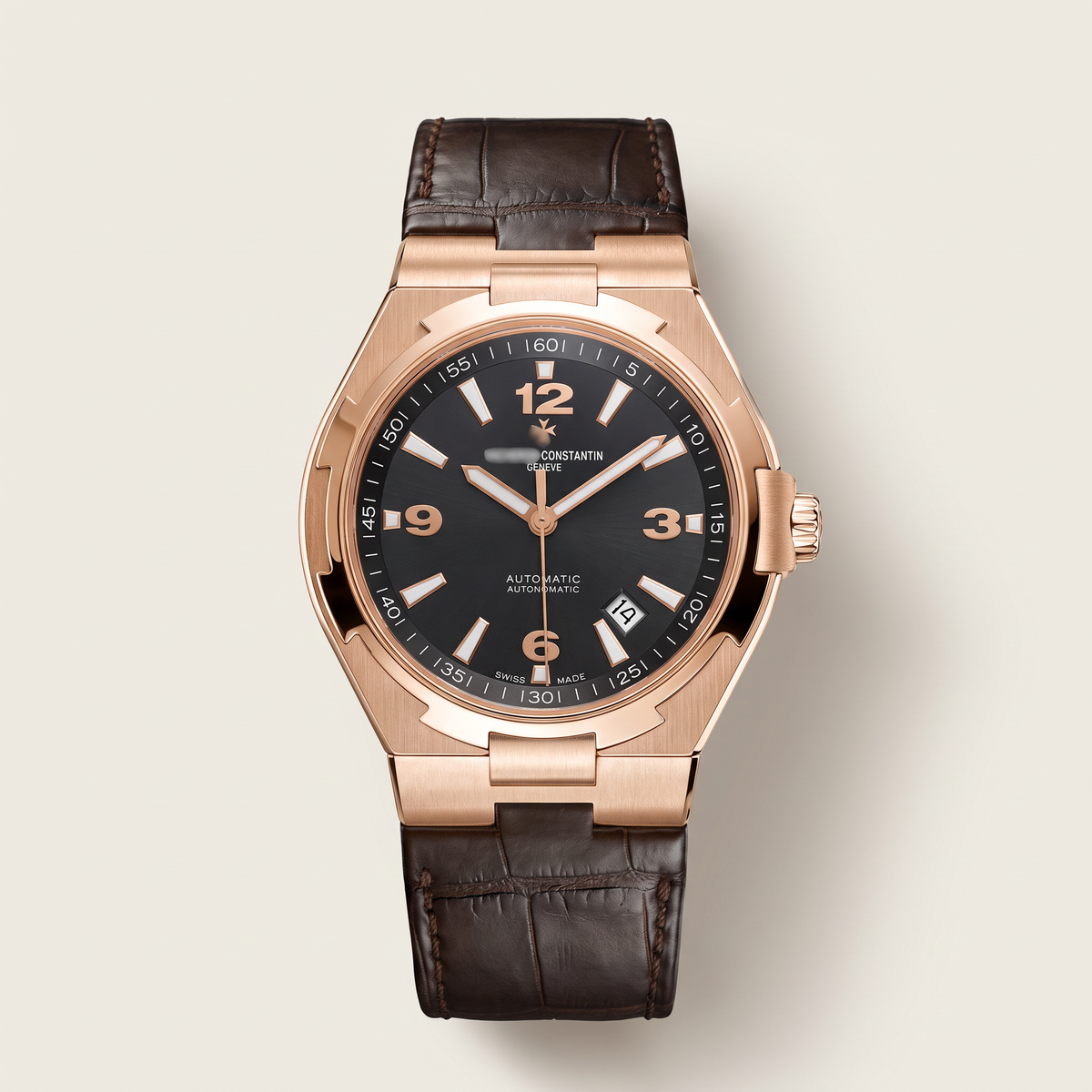 Constantin Overseas 47040 Black Dial Rose Gold Men's Watch