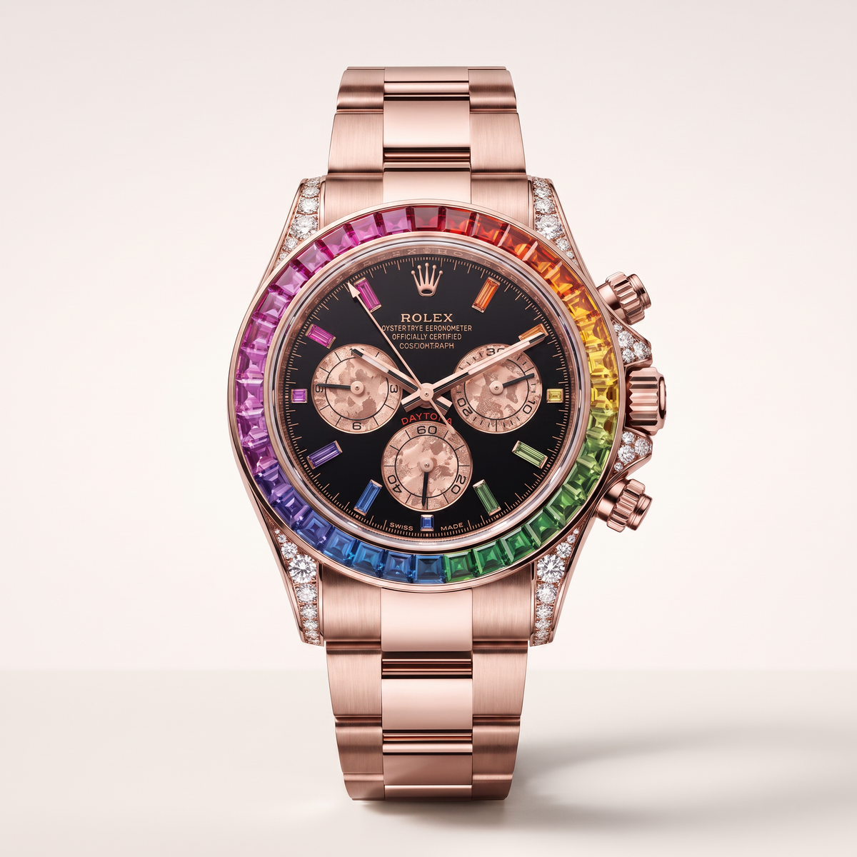 Cosmograph Daytona 116595 Rainbow Everose Ultimate Black Dial Automatic Men's Watch
