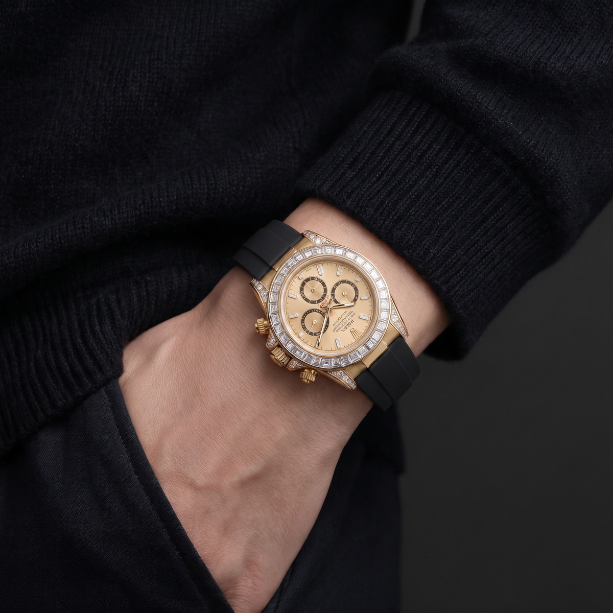 Cosmograph Daytona 126538 Golden Dial Chronograph Diamond-set Automatic Men's Watch