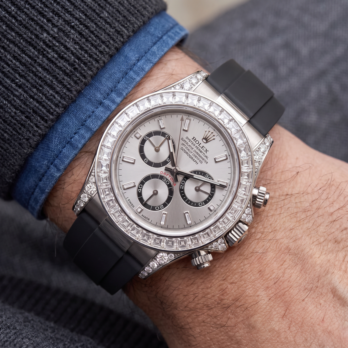 Cosmograph Daytona Steel Dial Chronograph Diamond-set Automatic Men's Watch
