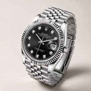 Datejust 126234 Black and Diamond Dial Fluted Bezel Stainless Steel Jubilee Men's Watch