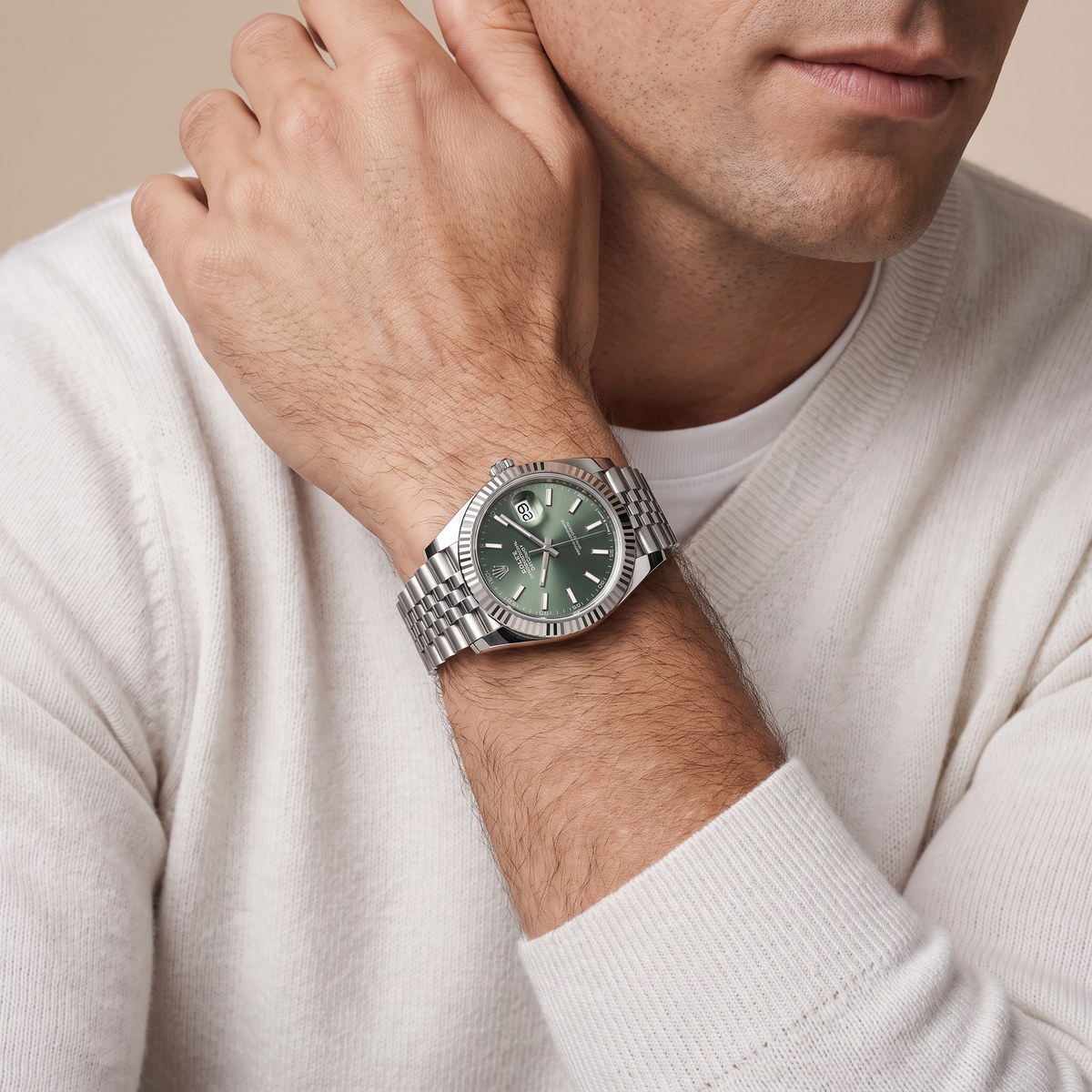 Datejust Classic Green Dial Oystersteel And White Gold Men's Watch
