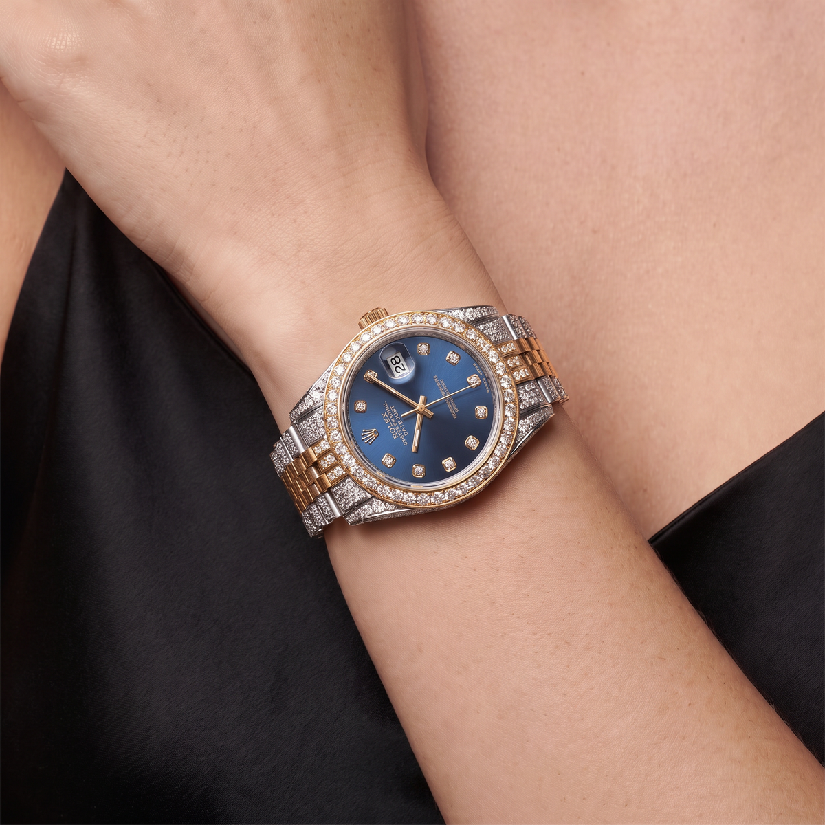 Datejust Custom Dark Blue Dial Full-Pave Watch
