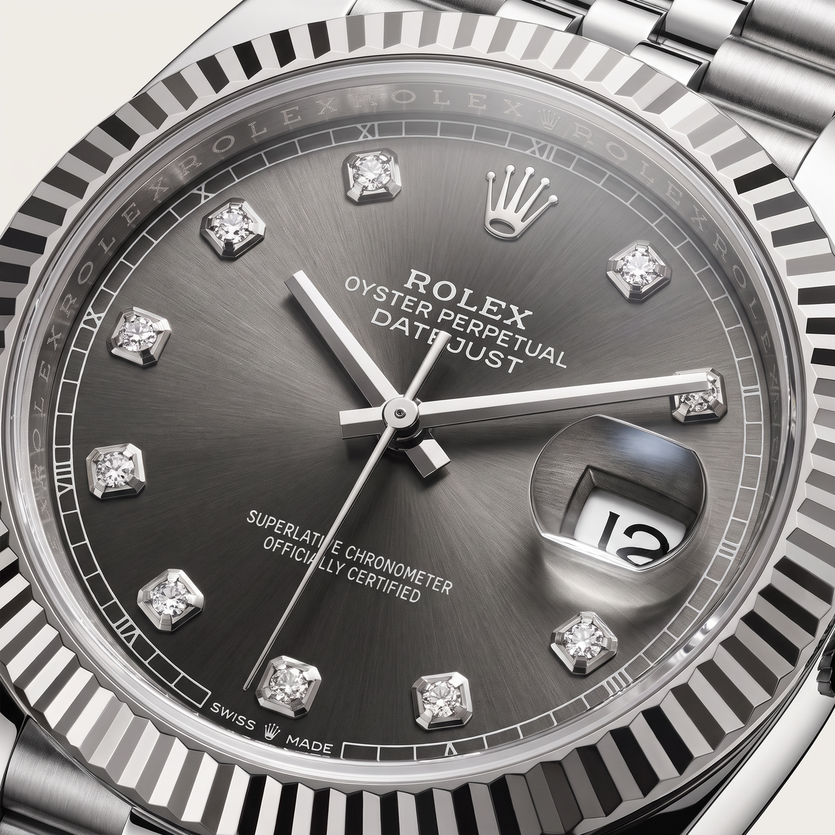Datejust Dark Grey And Diamonds Dial Stainless Steel Automatic Men's Watch