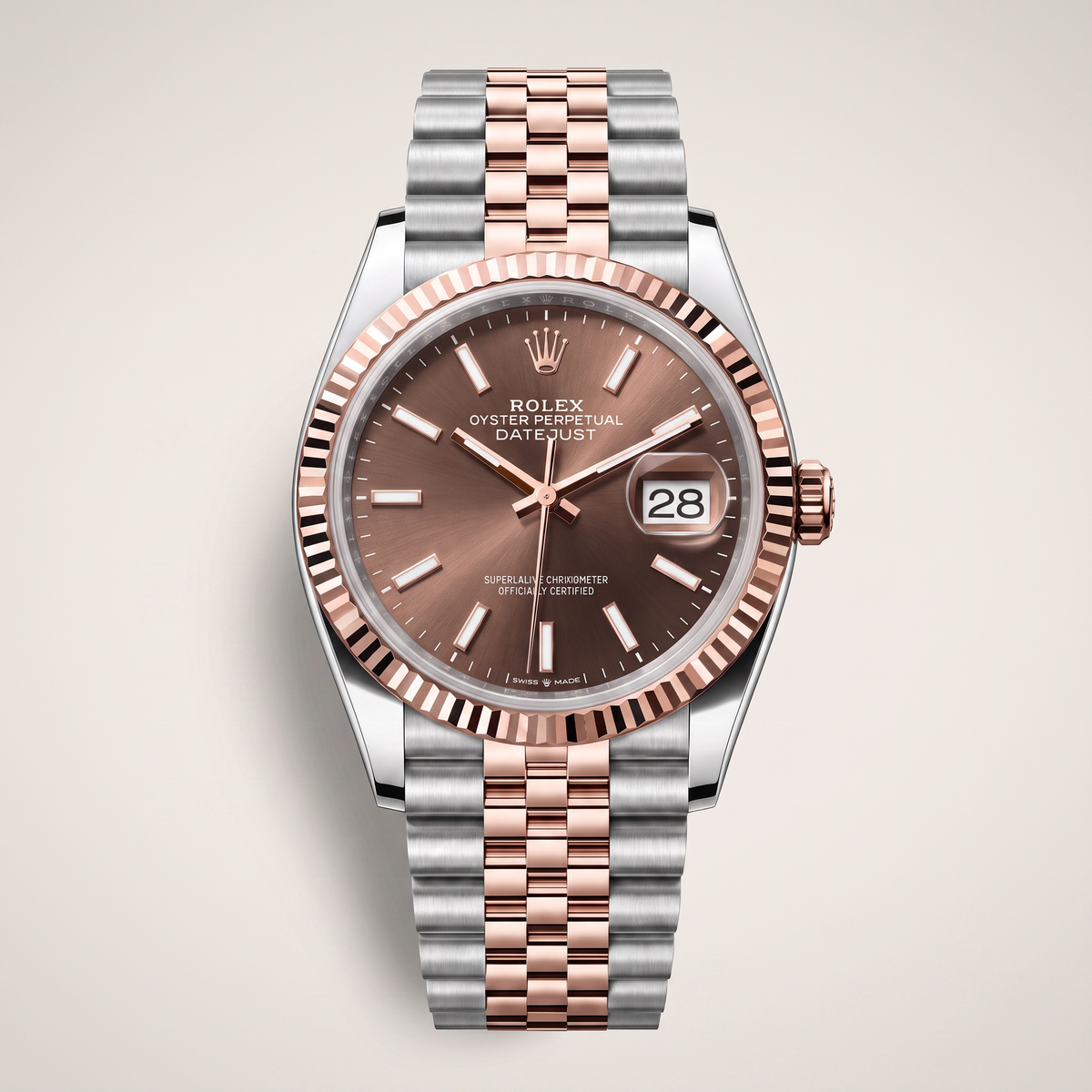 Datejust Everose Chocolate Dial Oystersteel Automatic Men's Watch