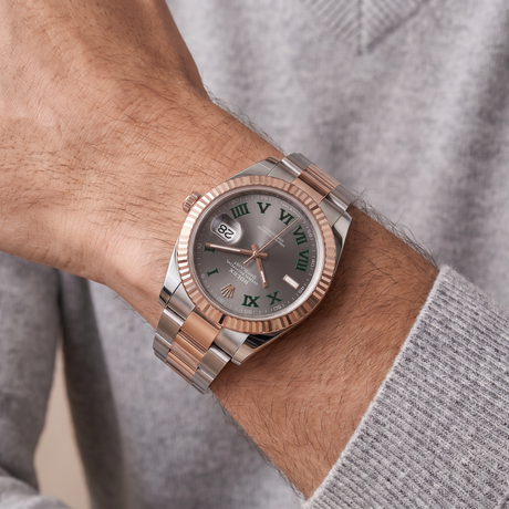 Datejust Fluted Bezel And Roman Dial Rose Gold Oyster Men's Watch