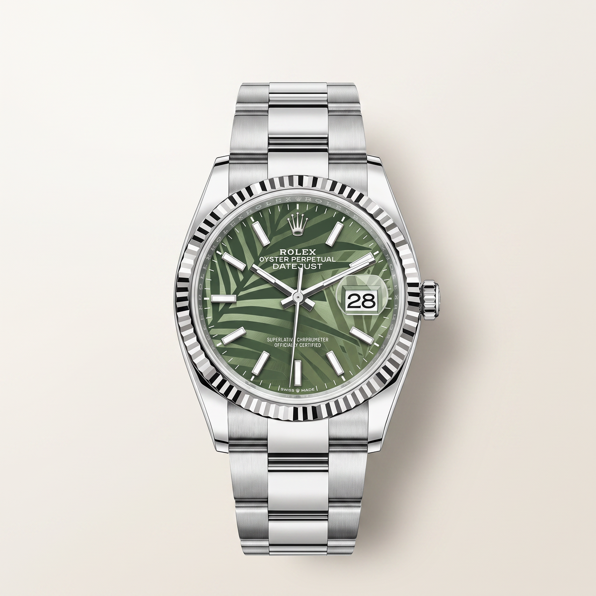 Datejust Green Palm Dial Stainless Steel Automatic Watch