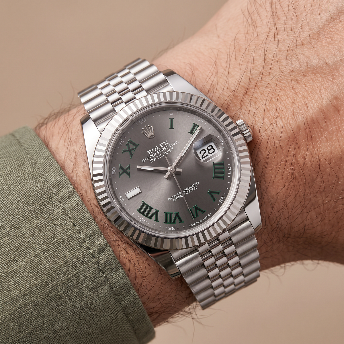 Datejust Stainless Steel Slate Dial Oyster Men's Watch